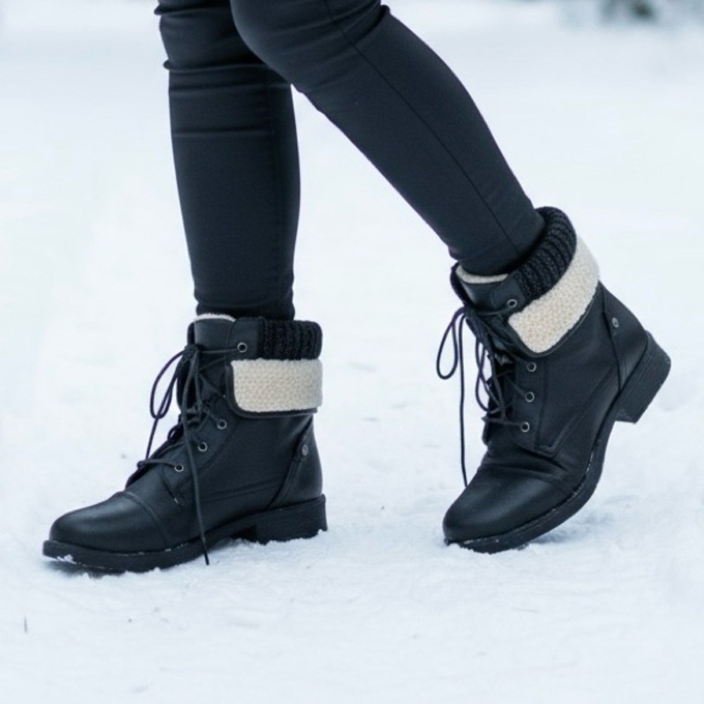 Women's Black Faux Fur Heeled Boots